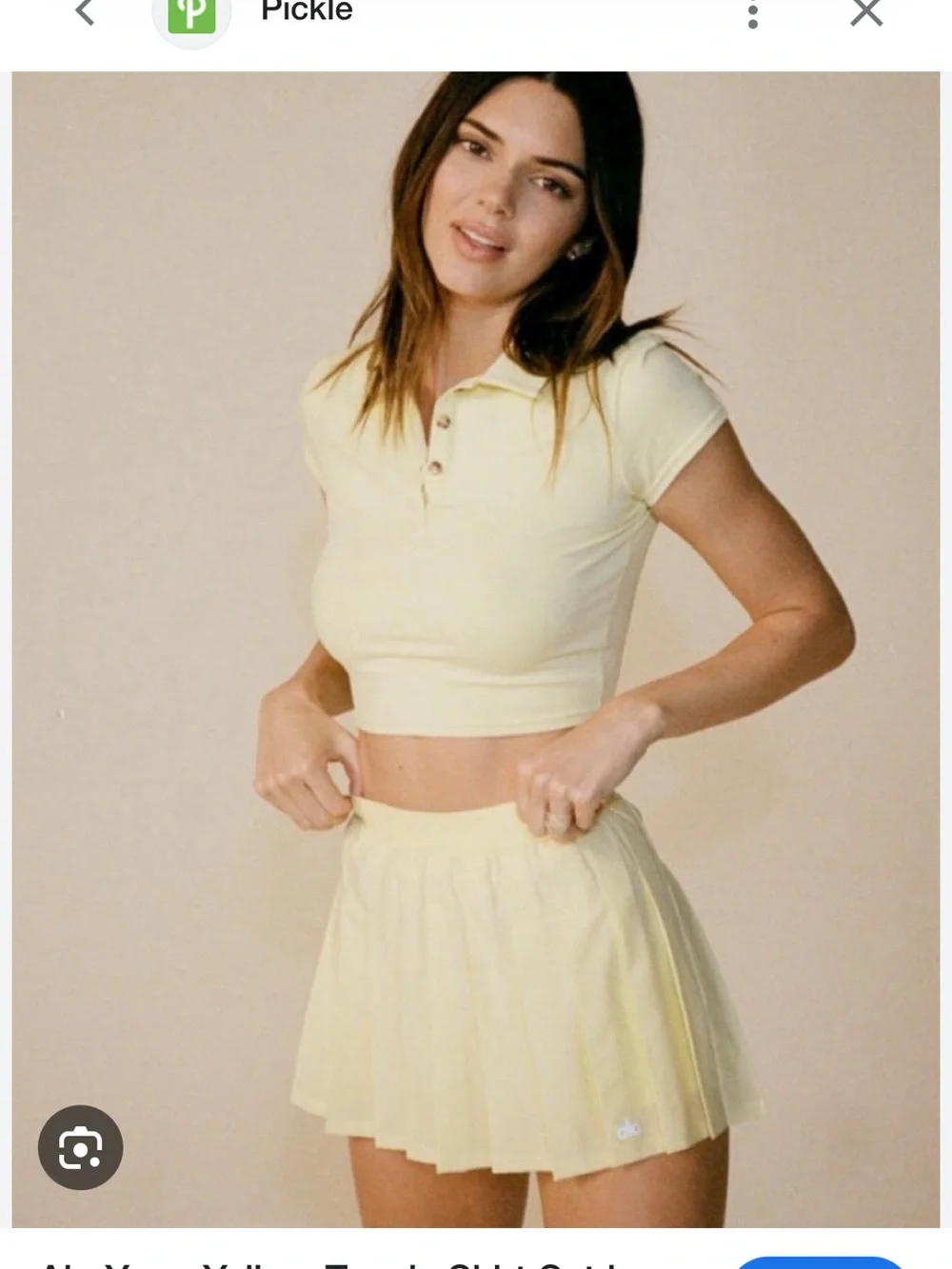Alo Yoga SET Varsity Tennis Skirt Polo Shirt Buttercup yellow Top M Skirt L